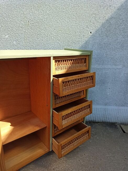 Small vintage rattan cabinet