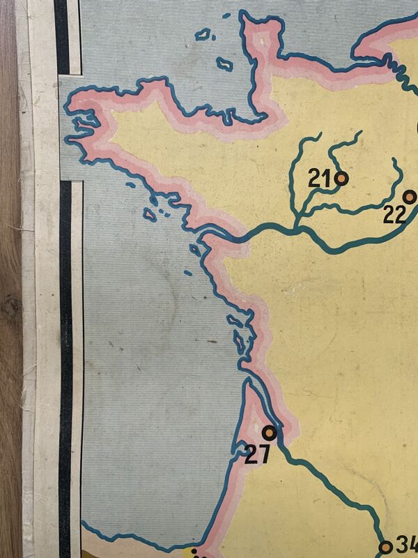 Ancienne carte géographique et historique « La France de 1815 à 1914 » n°63 par Briard
