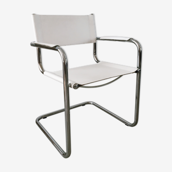 Fauteuil en cuir blanc, design italien