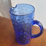Blue smoked glass pitcher