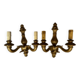 Pair of vintage painted wood wall lights