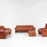 Brown leather 2-seater sofa Coronado by Tobia Scarpa for B&B Italia, Italy ca. 1960