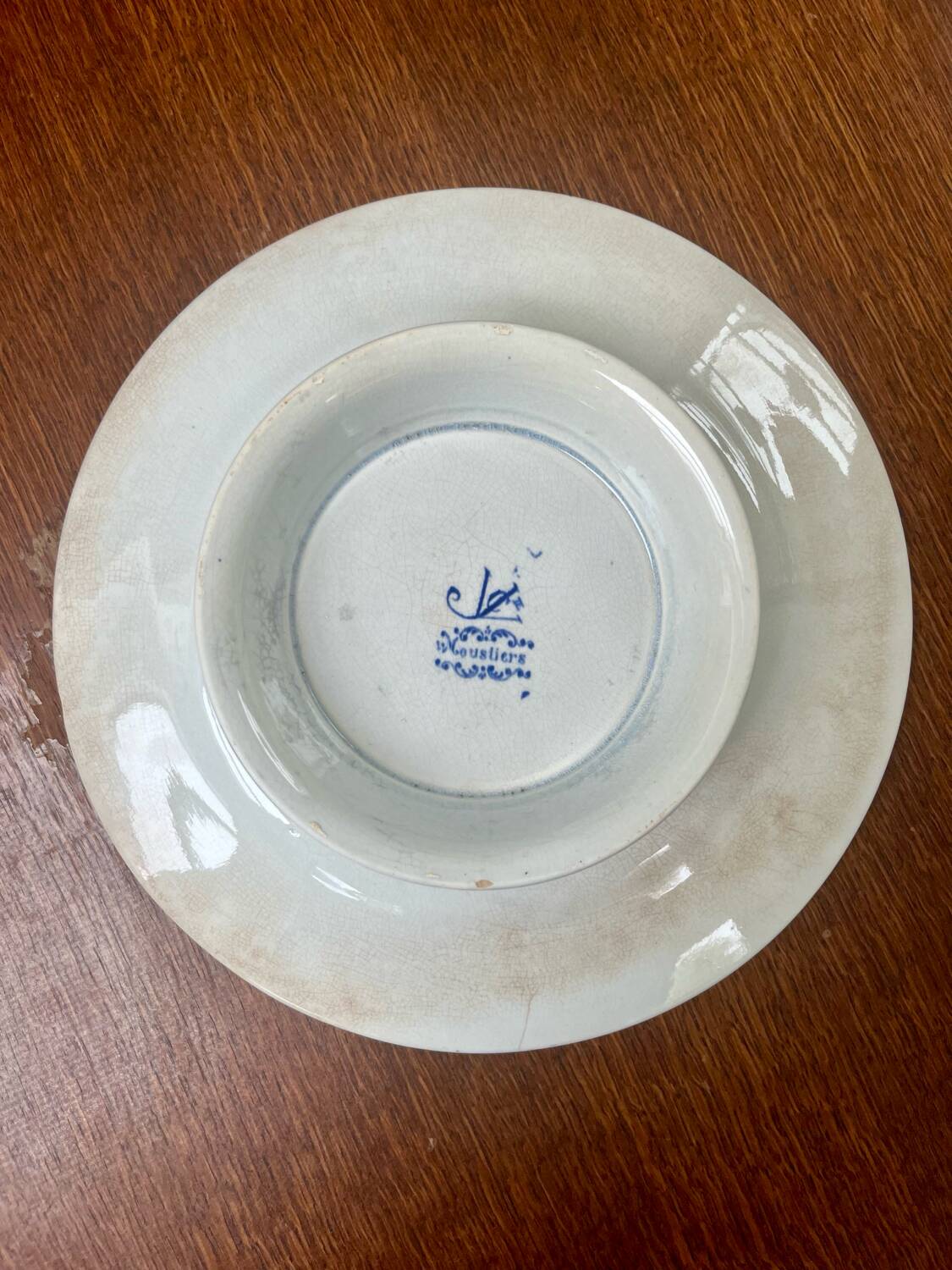 Ironstone footed dish – Moustiers blue decor