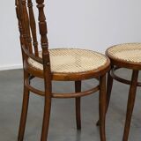 Set of 4 very charming antique Thonet bistro chairs with new matte seats
