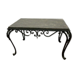 Table basse en fer forgé et marbre XX siècle