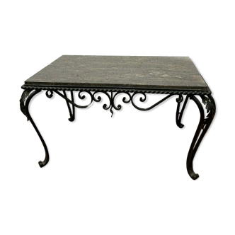 Table basse en fer forgé et marbre XX siècle
