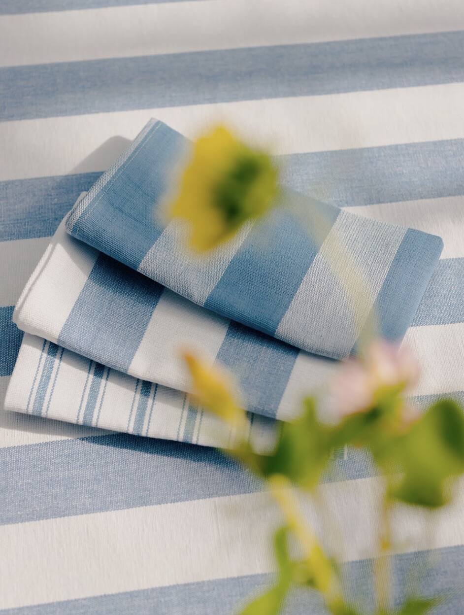 Set of 6 blue striped napkins