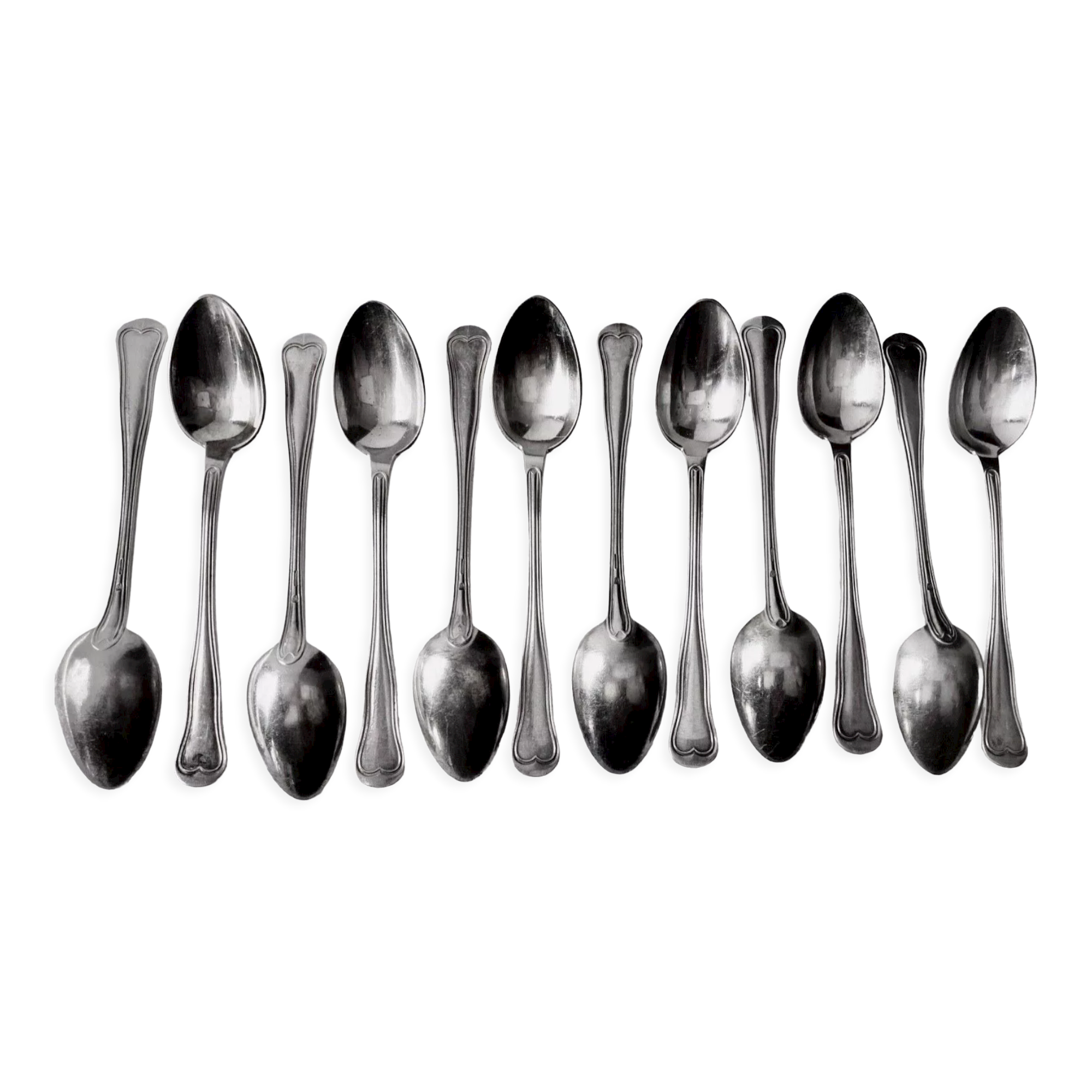 12 mocha spoons in silver metal christofle france