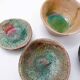 Set of "Green" decorative ceramics "Fond d'Atelier" - N.Lebrun - Belgium 1970s