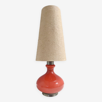 Large and Uncommon Postmodern Orange Table Lamp, Murano, Italy