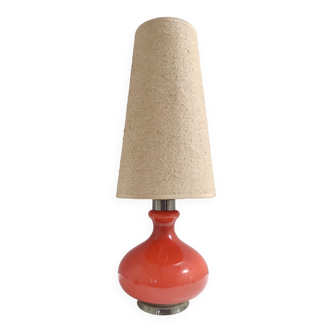 Large and Uncommon Postmodern Orange Table Lamp, Murano, Italy