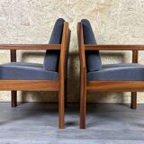 60s 70s Teak Easy Chair Lounge Chairs Danish Modern Design, Set of 2
