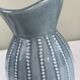 Large vintage pitcher in crackled celadon ceramic, beaded decoration.