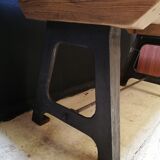 Table in wood and cast iron, industrial style, vintage