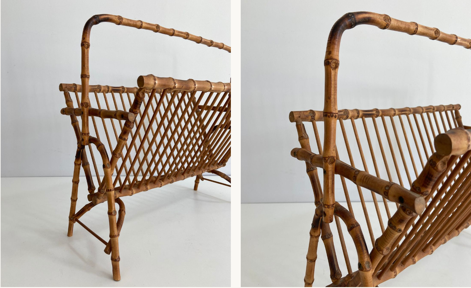 Porte-revues en rotin façon faux-bamboo