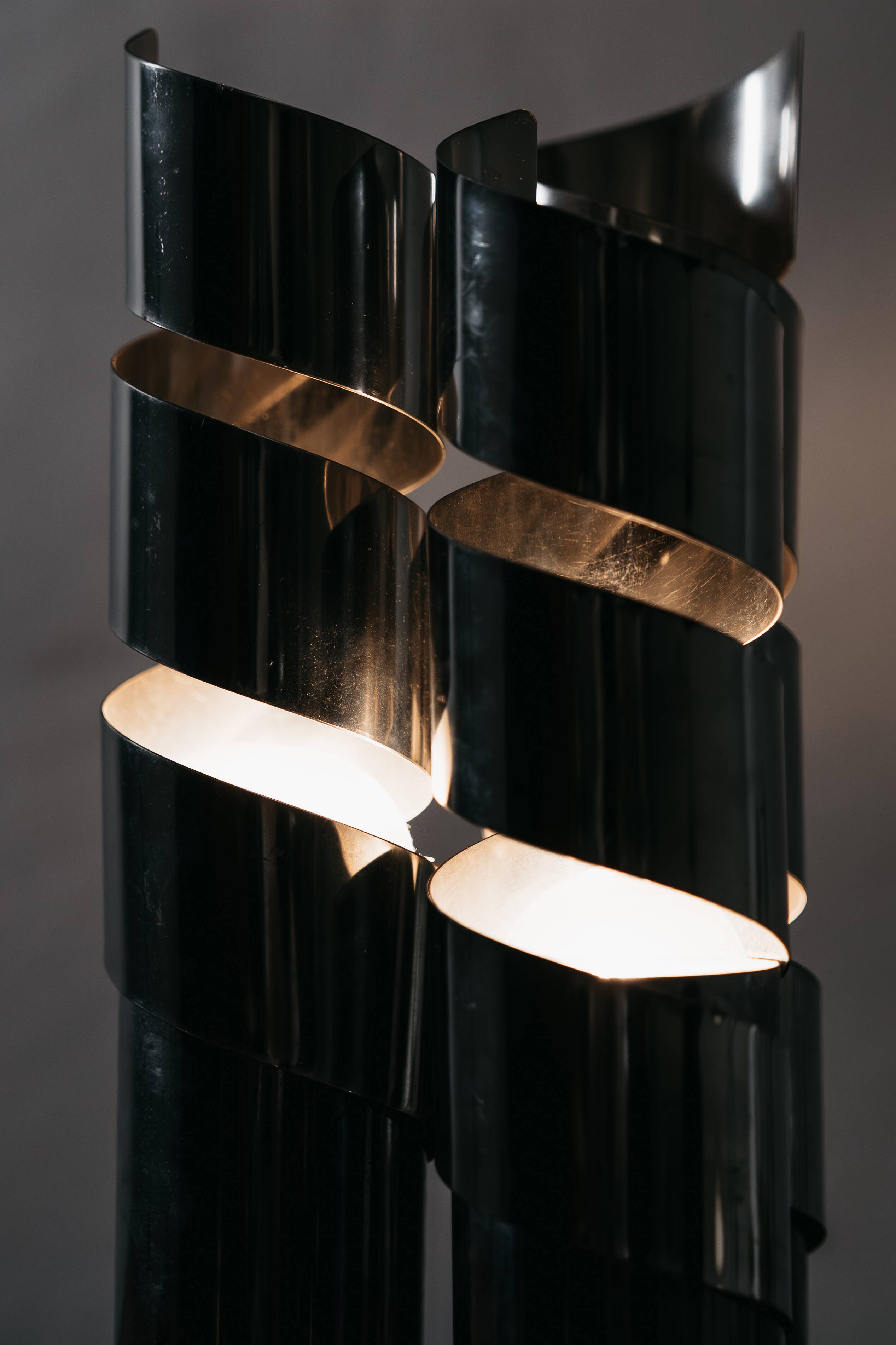 Lampada Da Tavolo Design In Acciaio Cromato A Spirale LAMA Italy Anni