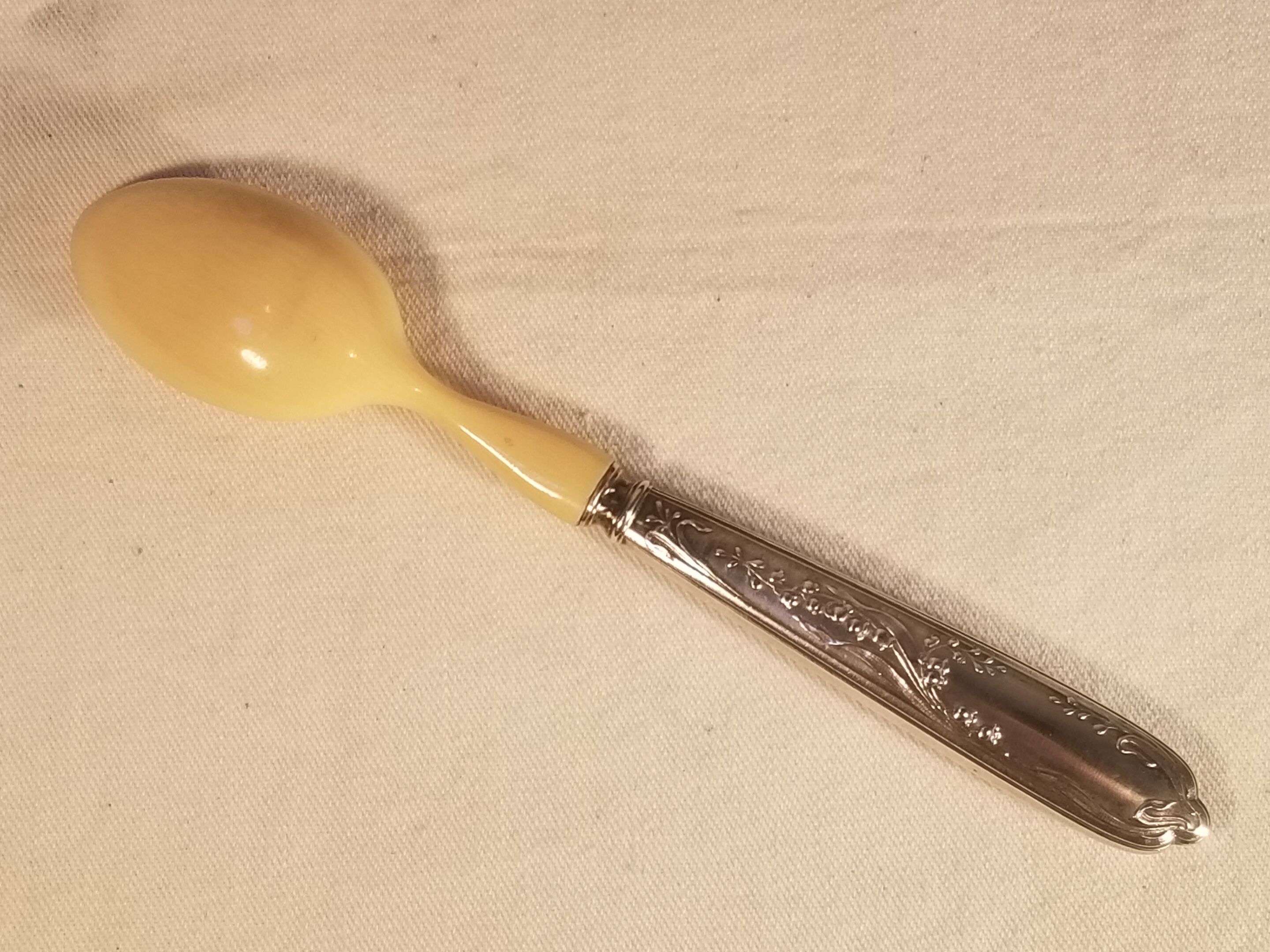Old ivory silver porridge spoon