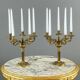 Pair of gilded bronze candelabra with 5 lights, Louis XVI style, 20th century.