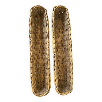 Panières , anciennes corbeilles  longues en osier 73 cm