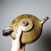 Vintage Japanese-style teapot from the 70s-90s, handmade brown stoneware signed Pichon.