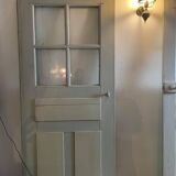 Workshop door in wood and glass
