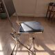 Set of 6 vintage Eyrel folding chairs – Chrome metal and black faux leather