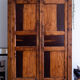 Old wardrobe cabinet in elm and solid walnut