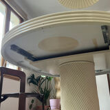 Vintage table, beige lacquered top and bamboo legs.