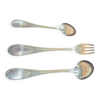 Ercuis silver-plated metal cutlery set with laurels decor