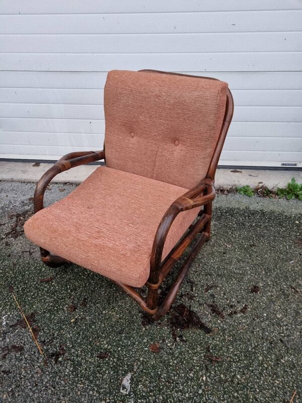 Canapé et 2 fauteuils rotin de 1970