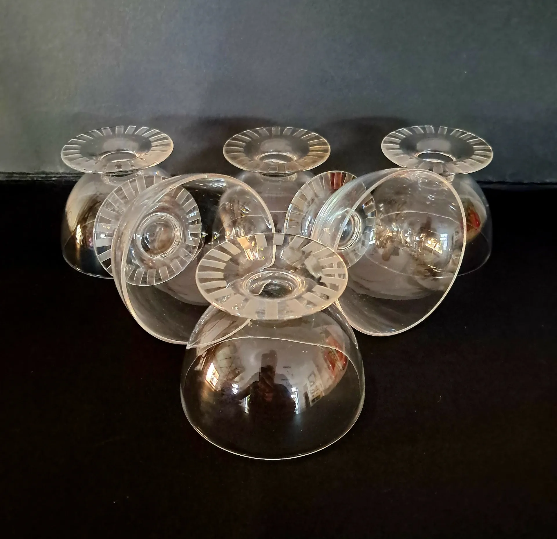 6 champagne coupes Briançon signed Daum
