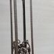 Art Deco chandelier 1930 in leafy wrought iron with 2 green tulip lights