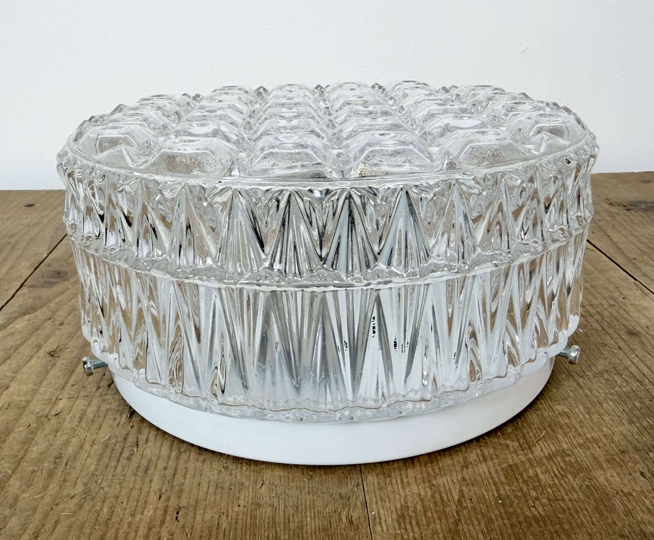 Vintage Glass Wall or Ceiling Light, 1970s