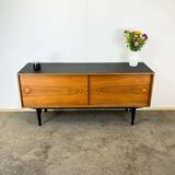Buffet by Lothar Wegner, walnut with a black top, vintage from the 1960s.