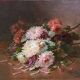 Tableau HST "Jetée de fleurs" XIX° signé Tessier