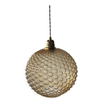 Suspension vintage en verre bullé
