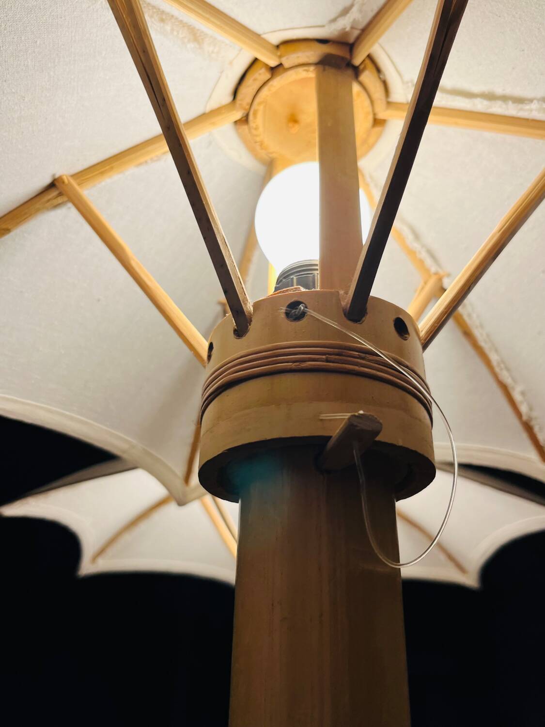 70s bamboo parasol lamps