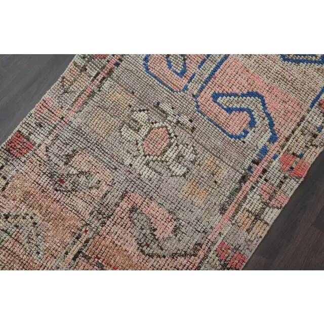 1970s Turkish Oushak Handmade Wool Cotton Orange Runner Rug 91x291