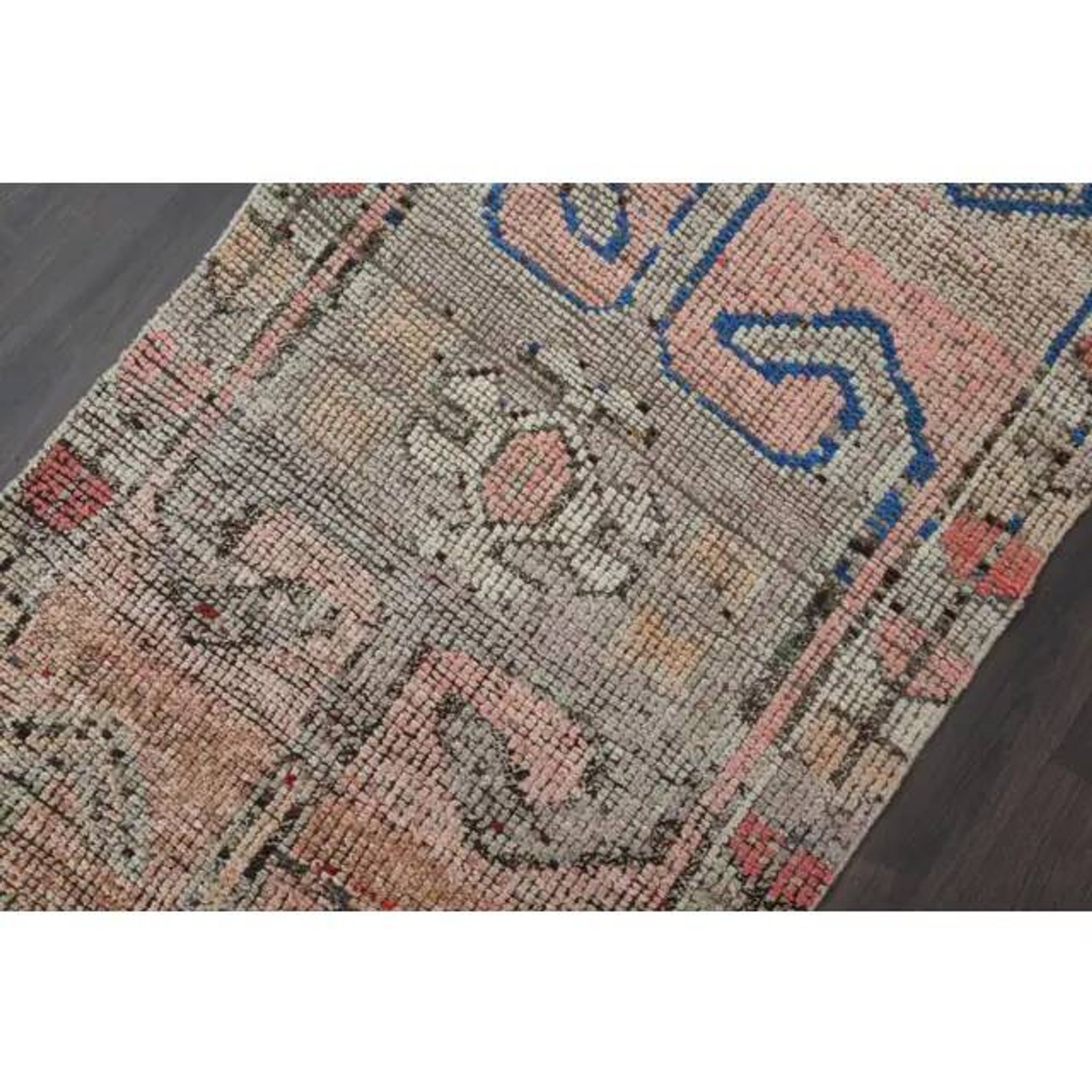 1970s Turkish Oushak Handmade Wool Cotton Orange Runner Rug 91x291