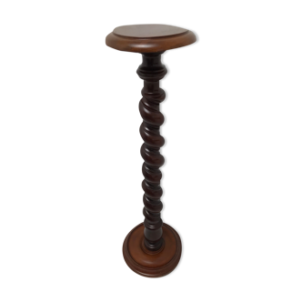 Sellette colonne en hêtre en bois tourné années 40