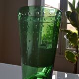 Very large vase 35 cm in green bullicante glass Murano or Empoli Italy 1960