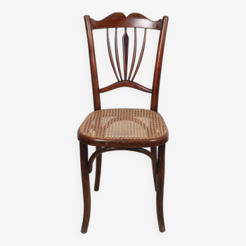 Old cane bistro chair, stamped fischel