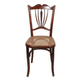 Ancienne chaise de bistrot en cannage, estampillée fischel