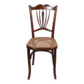 Ancienne chaise de bistrot en cannage, estampillée fischel