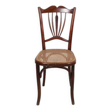 Old cane bistro chair, stamped fischel