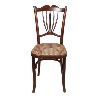 Old cane bistro chair, stamped fischel