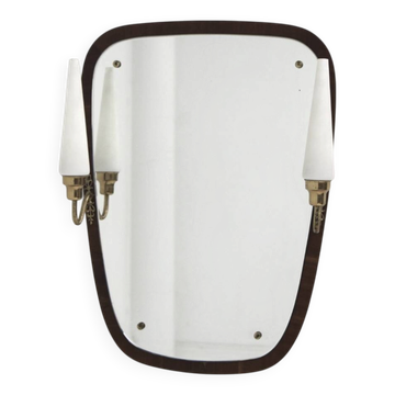 Miroir scandinave en acajou, 76x55cm, Suède, 1950