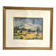 Framed watercolor by Henri Lindegaard 1975 - Forest and mountain landscape