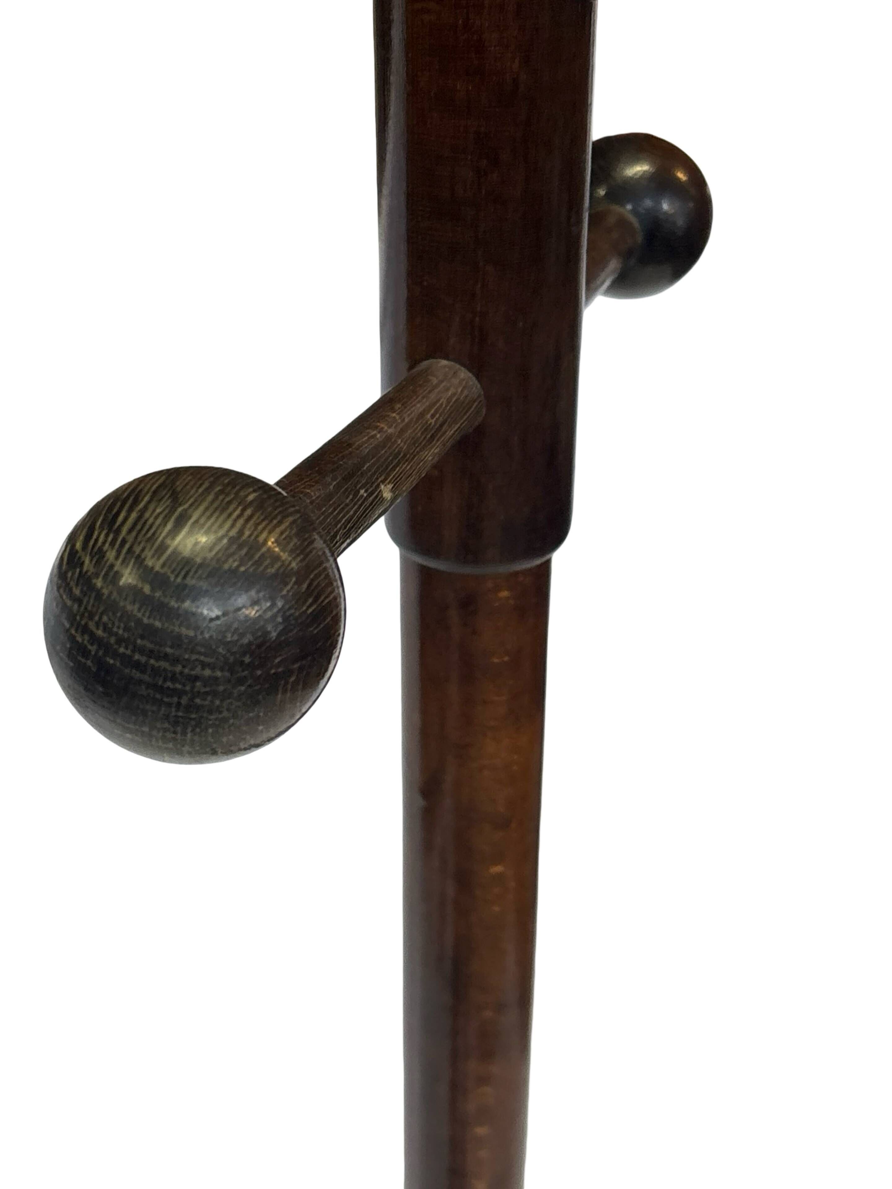 Vintage Wooden Sputnik Design Freestanding Coat Rack, 1970s, Brown
