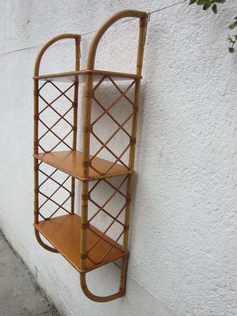 Rattan wall shelf